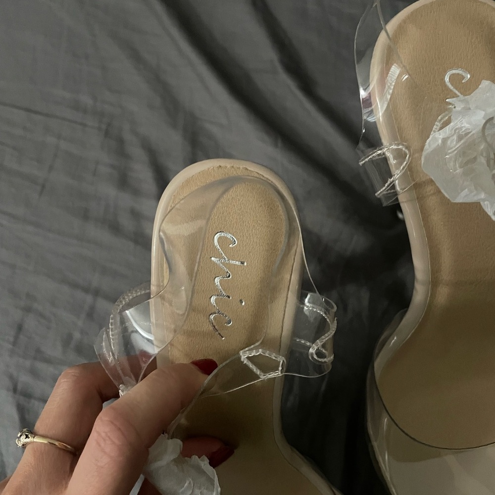 NWOT clear stacked hight heels - Picture 6 of 6